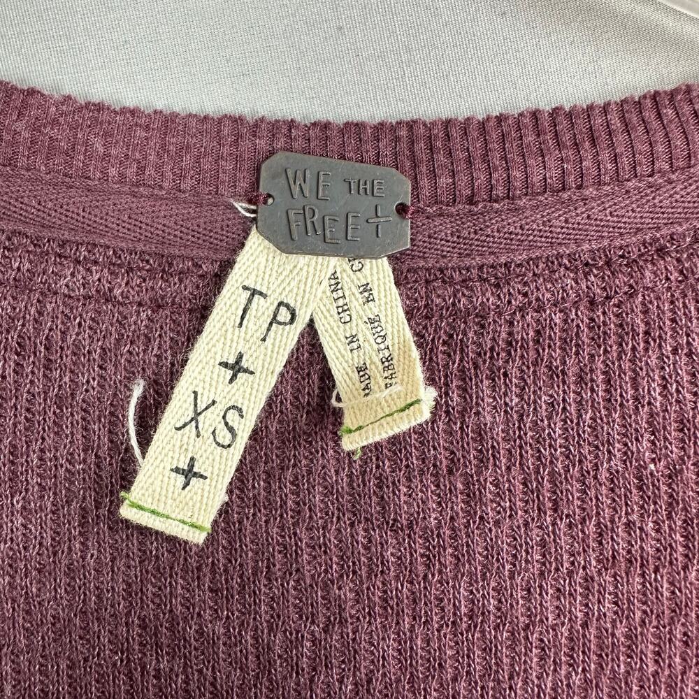 Free People We The Free Embroidered Thermal Henley Round Neck Women's XS  NWT - Picture 4 of 8